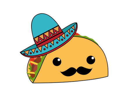 Taco vector illustration in cartoon style. Taco mexican food.のイラスト素材