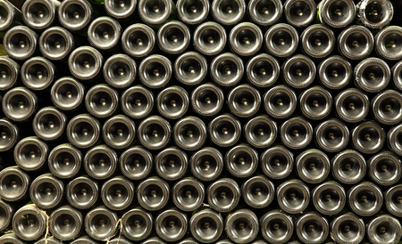 The ancient bottles of wine in the ancient cellar. The unique vintage wine in the cellar.Old bottles...
