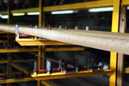 Manufacture of a natural shell for sausage. Collagen shell for sausages. Collagen casings industry...