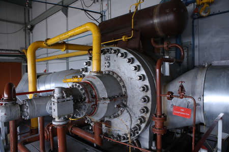 Gas transport system. Booster pumping station for gas. filling station and gas tanks. Transportation...