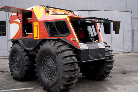 All-terrain vehicle for the evacuation of the wounded from the battlefield. Large wheels for...