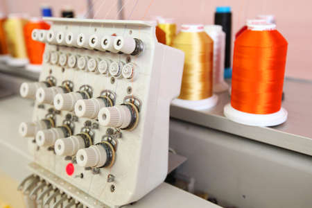 High technology automatic sewing machine control by computer programming. Sewing machine for mass...