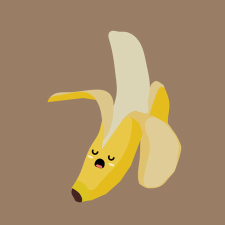 This delightful illustration features a cute banana character with a cheerful expression. The lovable banana design exudes charm and playfulnessのイラスト素材