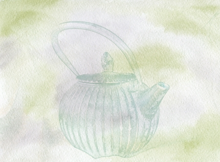 texture of watercolor paper background teapotの写真素材
