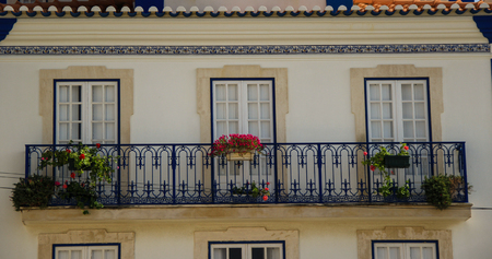 Detail of a balcony of a typical Portuguese houseの写真素材