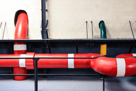 Various mechanisms and metal pipes from a Industrial Factoryの写真素材