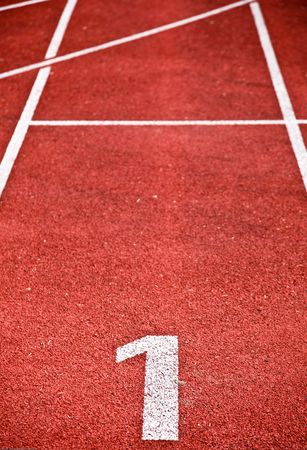Closeup Photo Of Running Track Lanes On A Sports Stadiumの写真素材