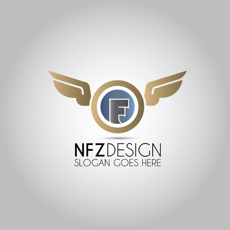 F Letter Wings Logoのイラスト素材