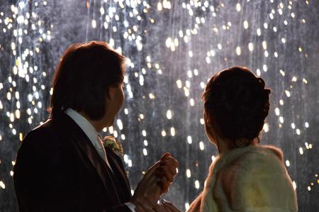 Wedding waterfall of lightsの写真素材