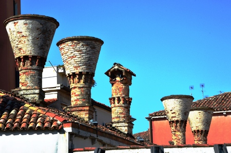 Chimneys on the roofの写真素材