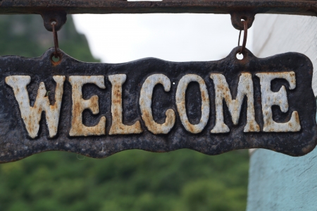 old welcome signの写真素材