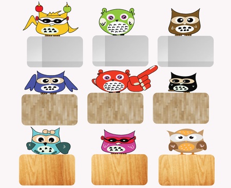 owls with sign for wordsのイラスト素材