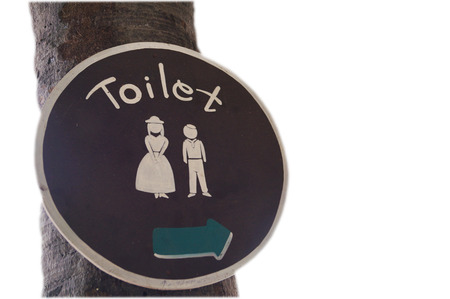 circle toilet sign isolated on whiteの写真素材