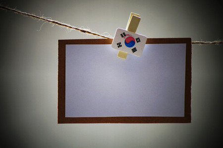 white paper with peg for writtingの写真素材
