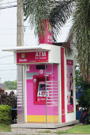 ATM for getting money in gass station of Thailandのeditorial素材