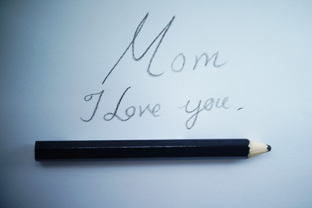 Mom I love you word underline with pencilの写真素材