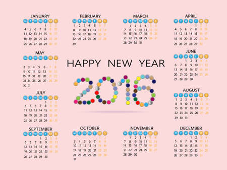 set of month in 2016 calendar on white background , illustration and vectorのイラスト素材