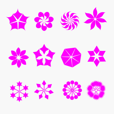 set of pink flower vector in blooming groupのイラスト素材