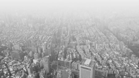 tow,city and street  from top view in black and whiteの写真素材