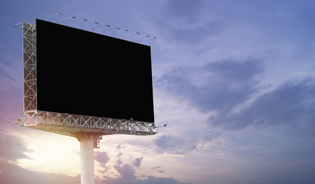 Big blank billboard at twilight time for advertisement and present productの写真素材