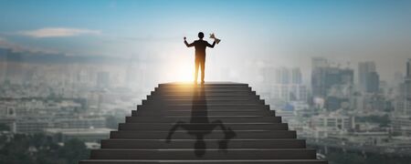 highest goal achievement and success concept, successful business man, leader businessman, winner...