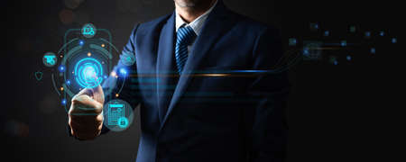High value progress profit and achievement concept, Businessman holding gear team working to success...