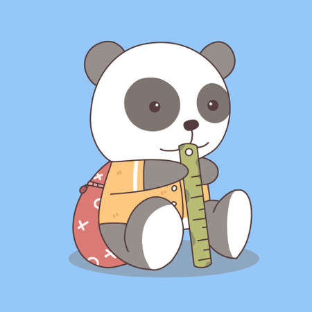 cute panda animal student character with school suppliesのイラスト素材