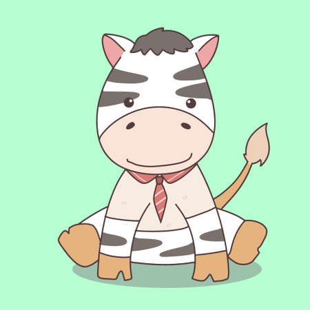 cute zebra animal student character illustrationのイラスト素材