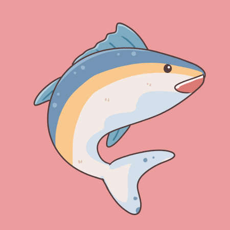 cute dolphin cartoon character, sea animal underwater illustration and vectorのイラスト素材