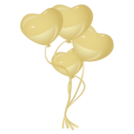 bright golden heart balloons, vectorのイラスト素材