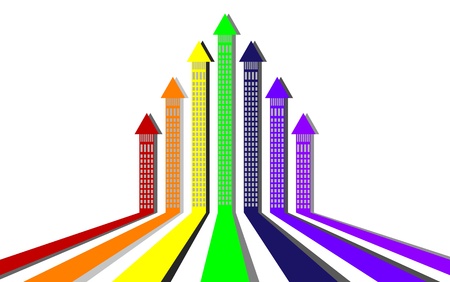 City streets with buildings - arrowsのイラスト素材