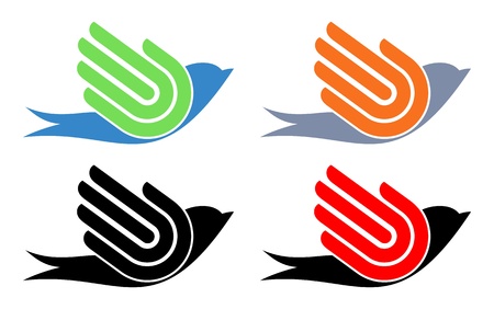 Bird with hand, freedom signのイラスト素材