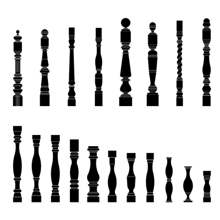 set of architectural element balustrade