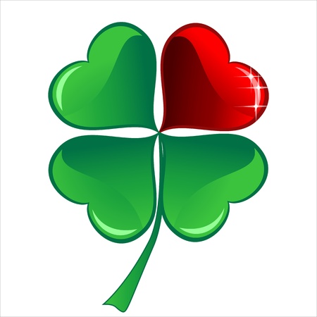 lucky heart Clover, isolated on white background, clipping path includedのイラスト素材