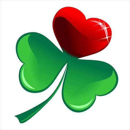 lucky heart Clover, isolated on white background, clipping path includedのイラスト素材