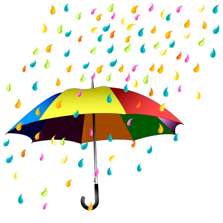 Open red umbrella isolated on white background のイラスト素材