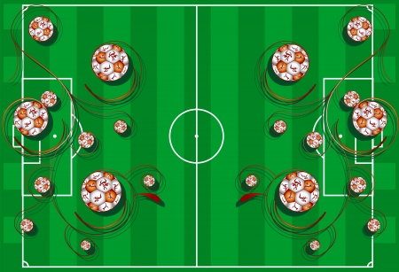 green orange background football courtのイラスト素材