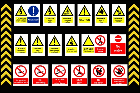 Construction Signs building site, construction environments, isolated by groupsのイラスト素材