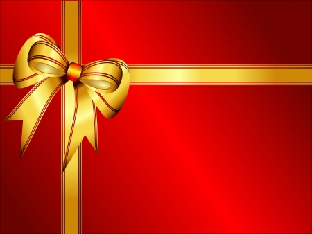 Golden bow on red backgroundのイラスト素材