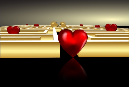hearts in labyrinth, find love, vectorのイラスト素材