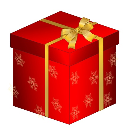 red gift box with golden bowのイラスト素材