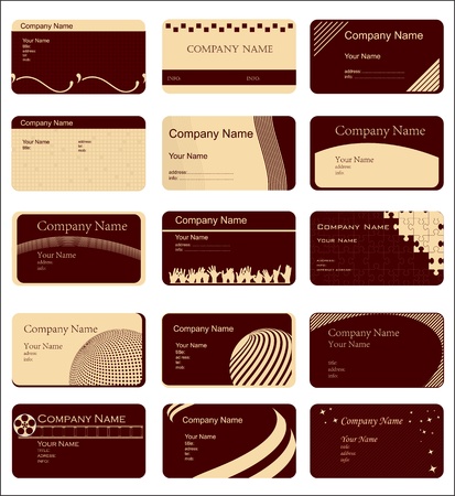 variety of 15 horizontal business cards on different topicsのイラスト素材