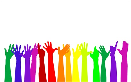 colorful raising handsのイラスト素材