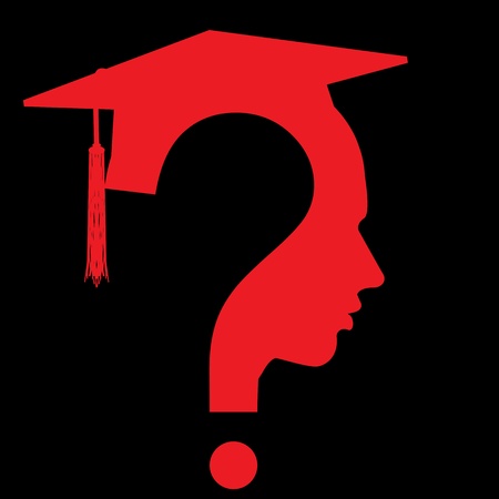 question mark head with Education Cup symbolのイラスト素材