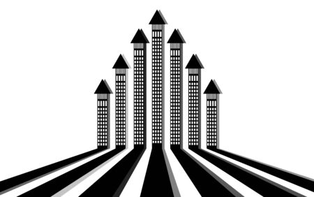 City streets with buildings - arrowsのイラスト素材