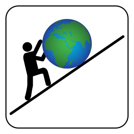 Man pushing the earthのイラスト素材