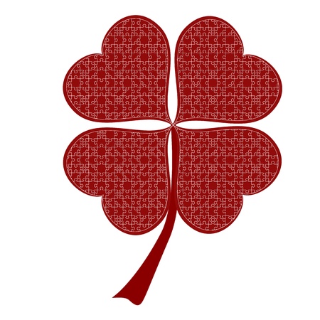 lucky red heart Clover, isolated on white background, clipping path includedのイラスト素材