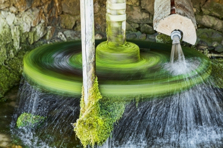 Ecological energy, Water Wheel spinningの写真素材