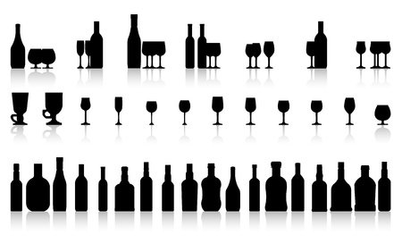 glass and bottle setのイラスト素材