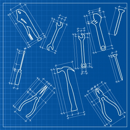 tools blueprint sketchのイラスト素材
